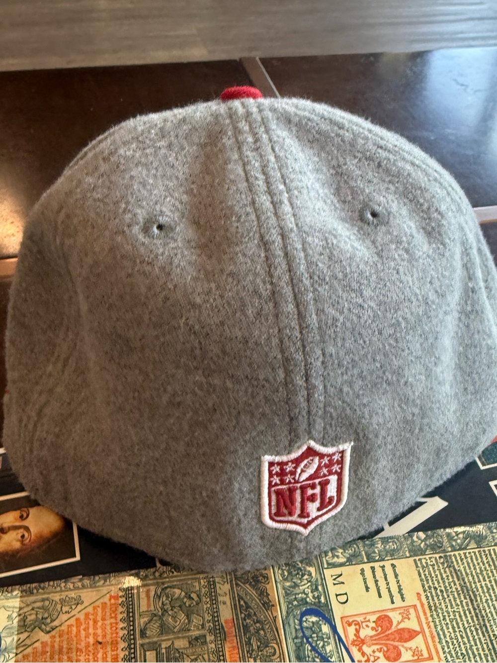 New Era San Francisco 49ers Gray and Red 59FIFTY Fitted Hat. 7 3/8 - Picture 6 of 8